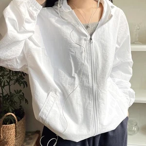 빅사이즈 55-120 커빙 오버핏 후드 나일론 바람막이 투웨이 집업 점퍼